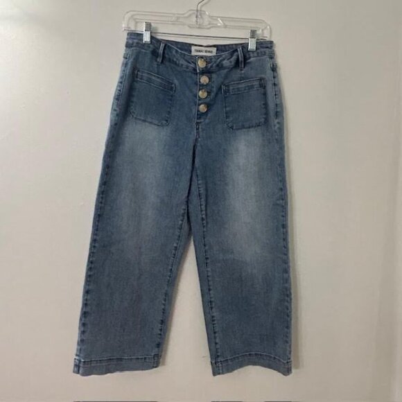 Tribal Womens Wide Leg Jeans Audrey Comfort Stretch Crop Sanded Blue - Picture 8 of 8